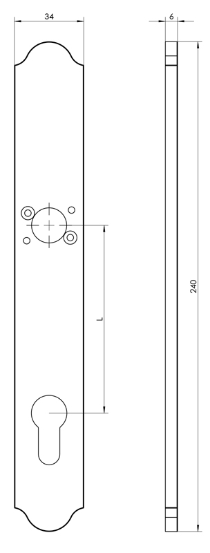 Klamka Wala - H6 Szyld S5 - wymiary szyldu 34mm