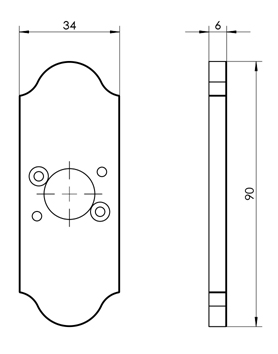 Klamka Wala - H6 Szyld S5 - wymiary szyldu 34mm