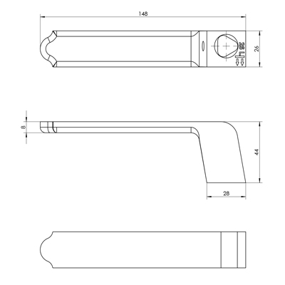 Klamka panelowa WALA H6S26P - wymiary
